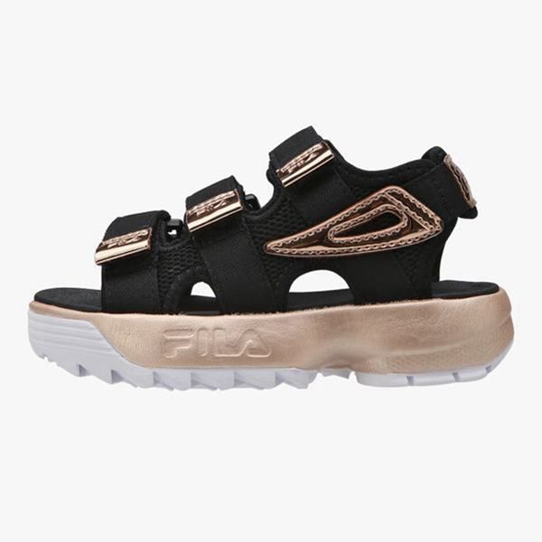 Sandalias Fila Niños Negras / Doradas - Disruptor Sd Kd - España 768309GXR